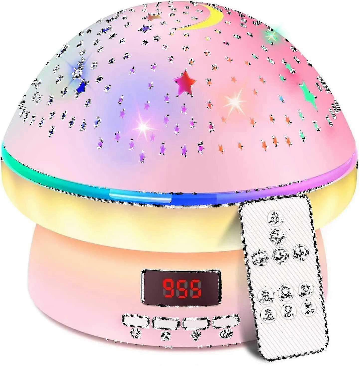 Projector Lamp, Creative Mushroom Starry Sky Projector Lamp, Timer Rotating Star Night Light Projector Kid Flashing Lamp, 2-9 Years Girl Gift