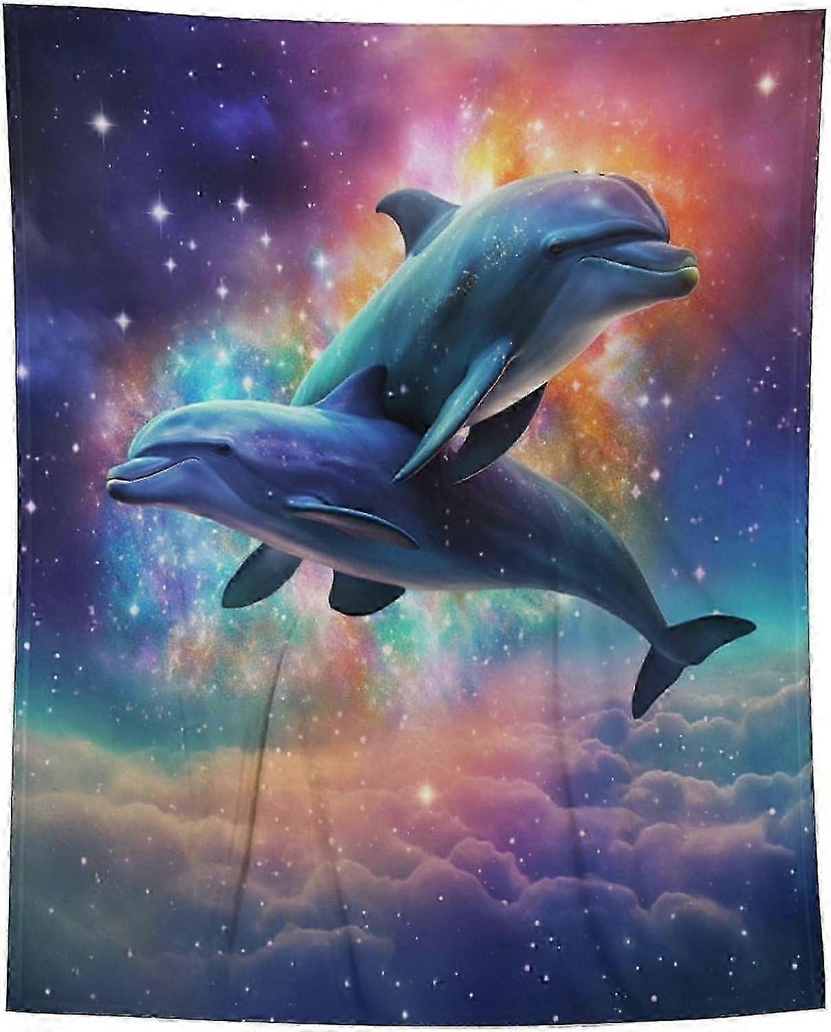 t2494 Blanket Dragon Blanket, Fluffy Blanket, Super Warm & Soft Throw Blanket, Blanket Dolphin Blanket bn2494