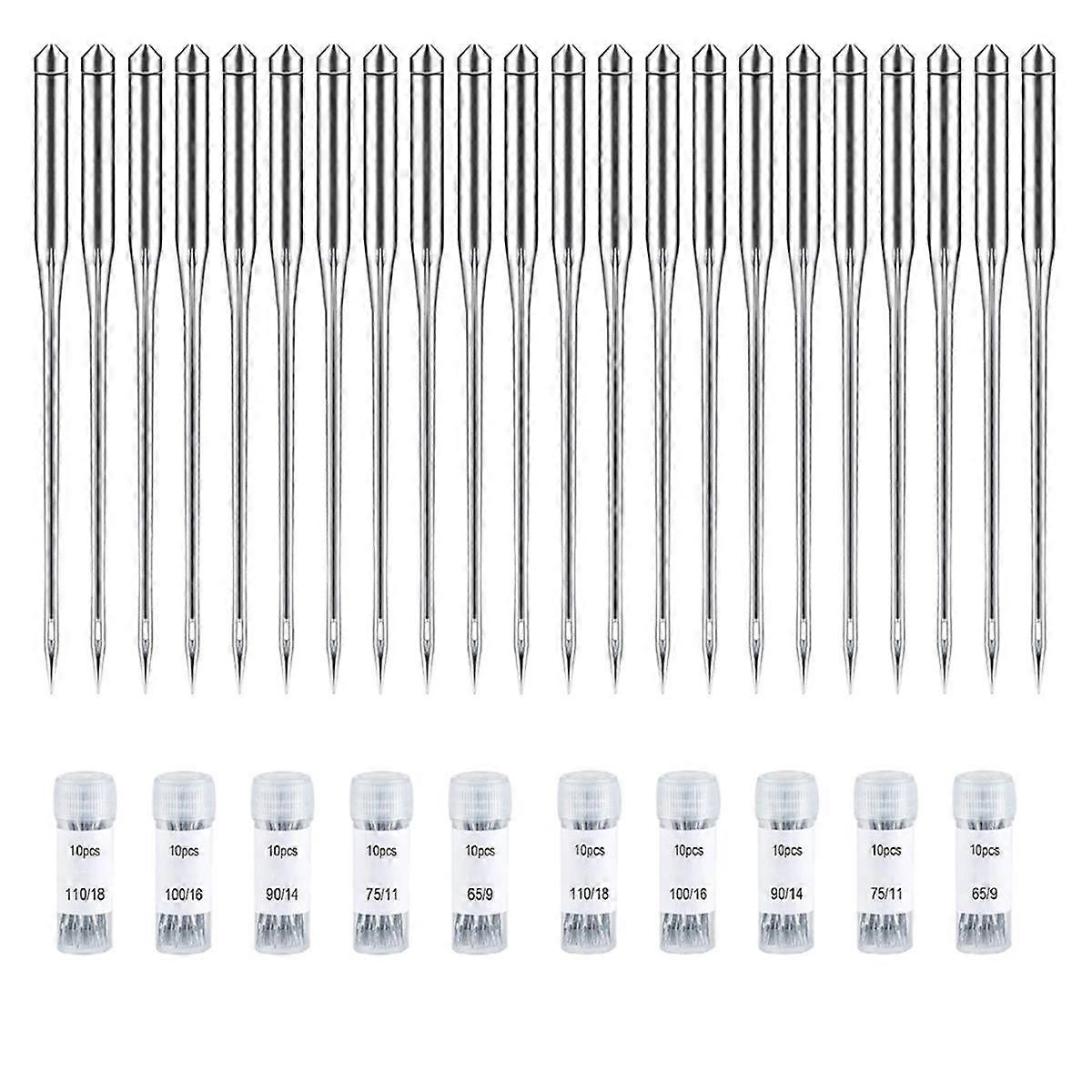 100PCS Sewing Machine Needles Regular Point Needle for Singer , Assorted Size 65/9, 75/11, 90/14, 100/16, 110/18