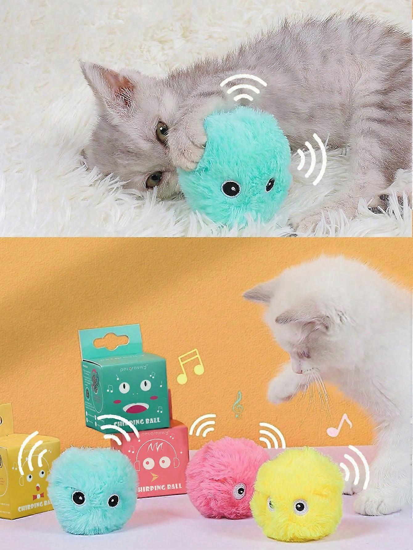 Chirping Ball Interactive Cat Plush Toy Ball - Squeaky Sound Training Toy For Cats - Fun Pet Toy Ball For Playtime And Exercise