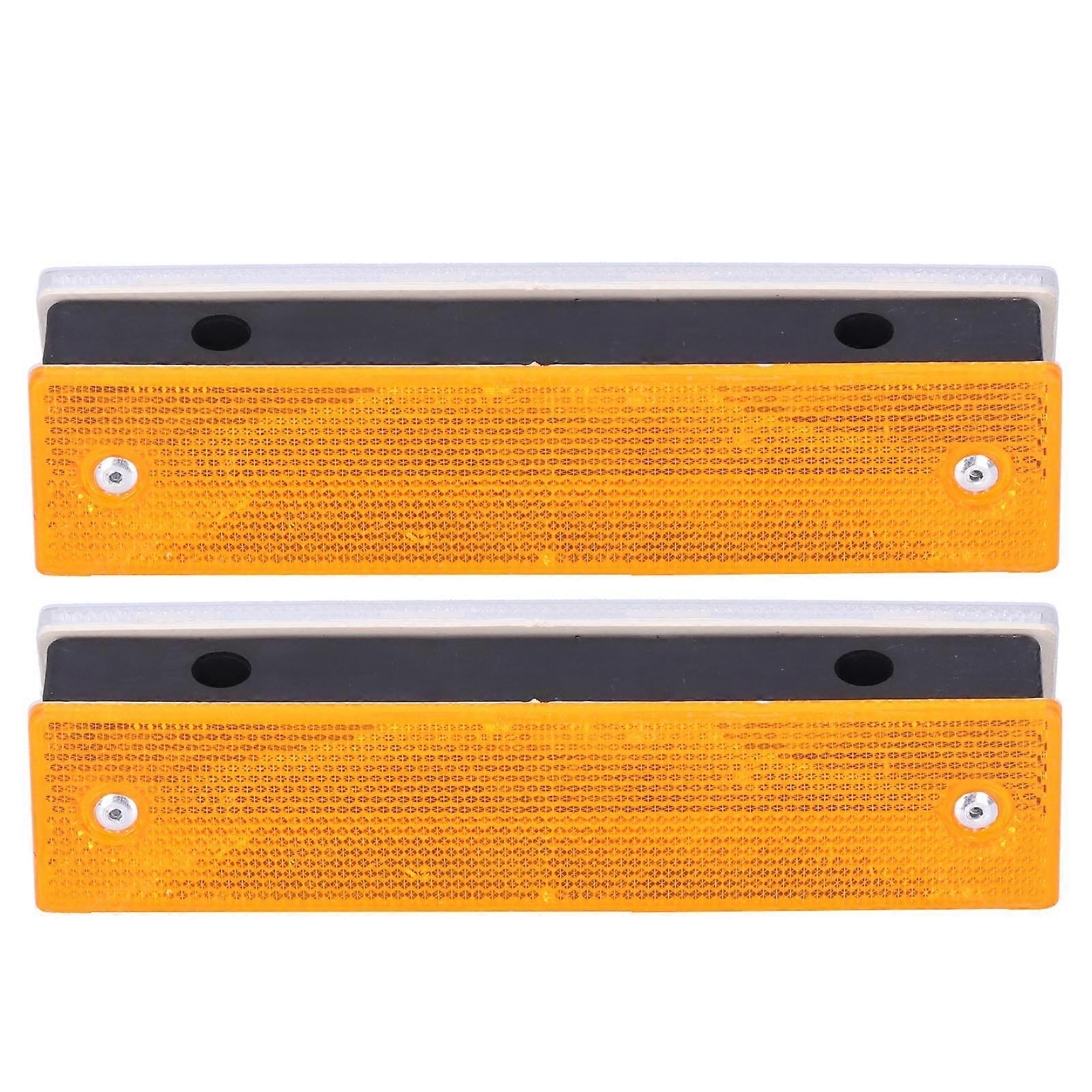 2PCS Rectangle Reflective Sign Road Stud Marker for Highway Traffic Warning Facilities(YellowWhite )