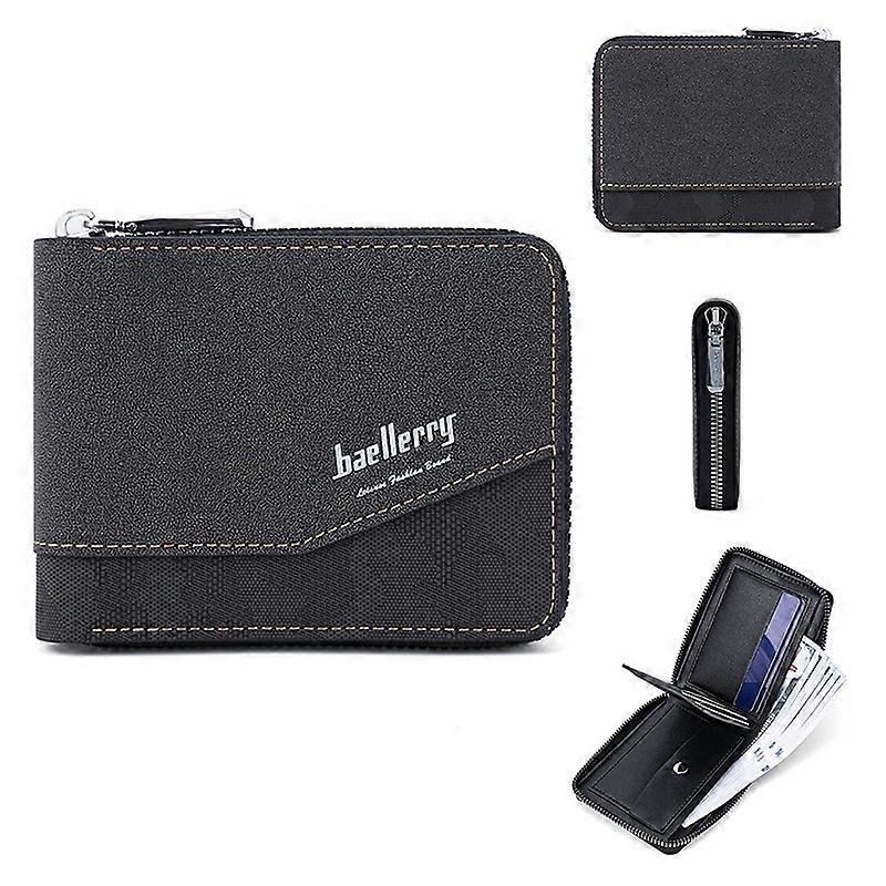 Type C BAELLERRY D5106 Men's Retro RFID Blocking Wallet Card Holder Coin Purse Bag Zipper PU