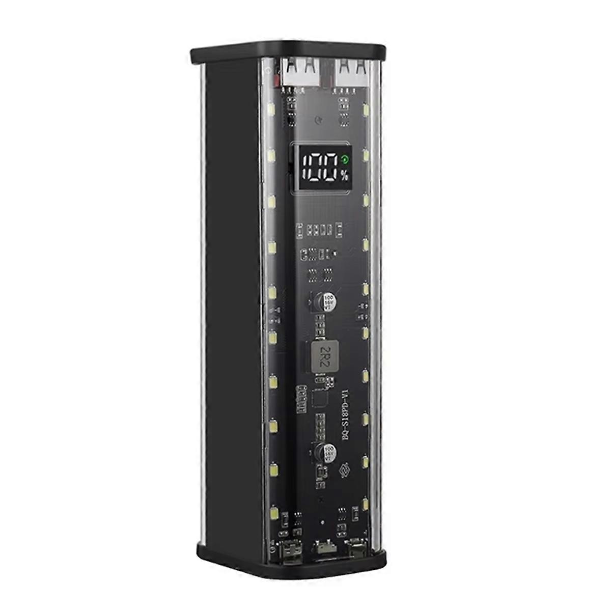 DIY Power Sources Box 18650 Battery Holder 8 Slot, with High Efficiency Charging Digital Display Screen Black