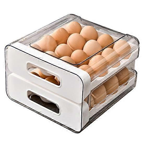 Egg Holder for Fridge Drawer-Type Egg Clear Container with Lid Stackable Plastic Egg Dispenser