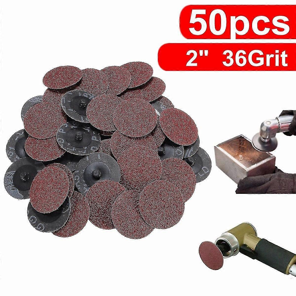 50pcs 36 Grit 2'' Roll Ing Discs Type R Roloc Abrasive