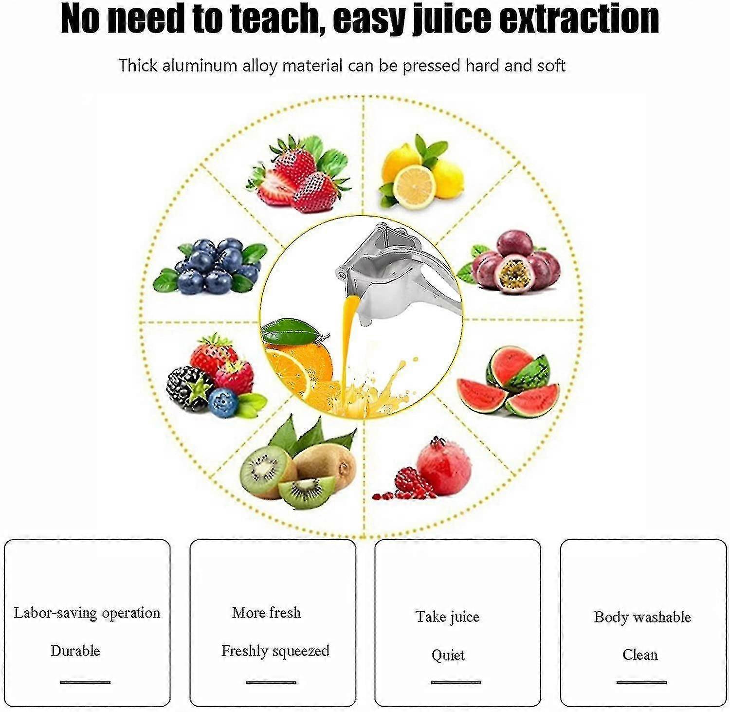 Manual Juicer Lemon Squeezer Citrus, Heavy Duty Handhold Press Fruit Manual Juicer, Detachable Lime Squeezer For