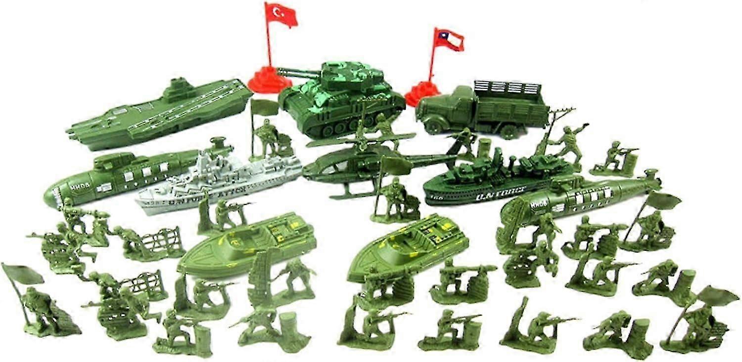 40x Soldier Figures Toy Set with Tank Vehicle Accessories, Collectibles, Simulation Play Model Men Action Figures
