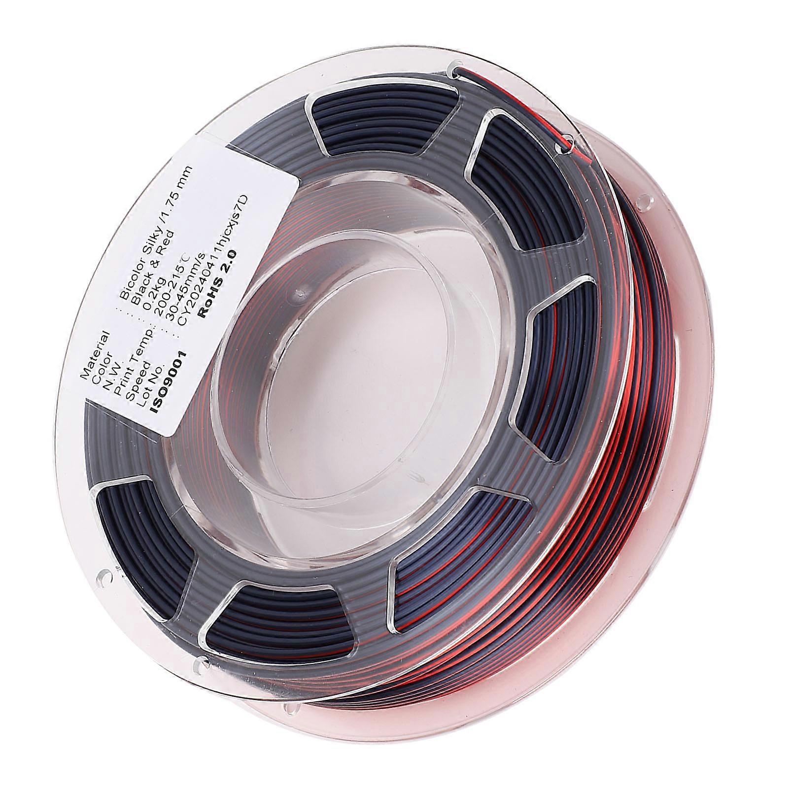 PLA 3D Printer Filament, 1.75mm Spool, 200g, Printing Consumable, Silk, Black and Red