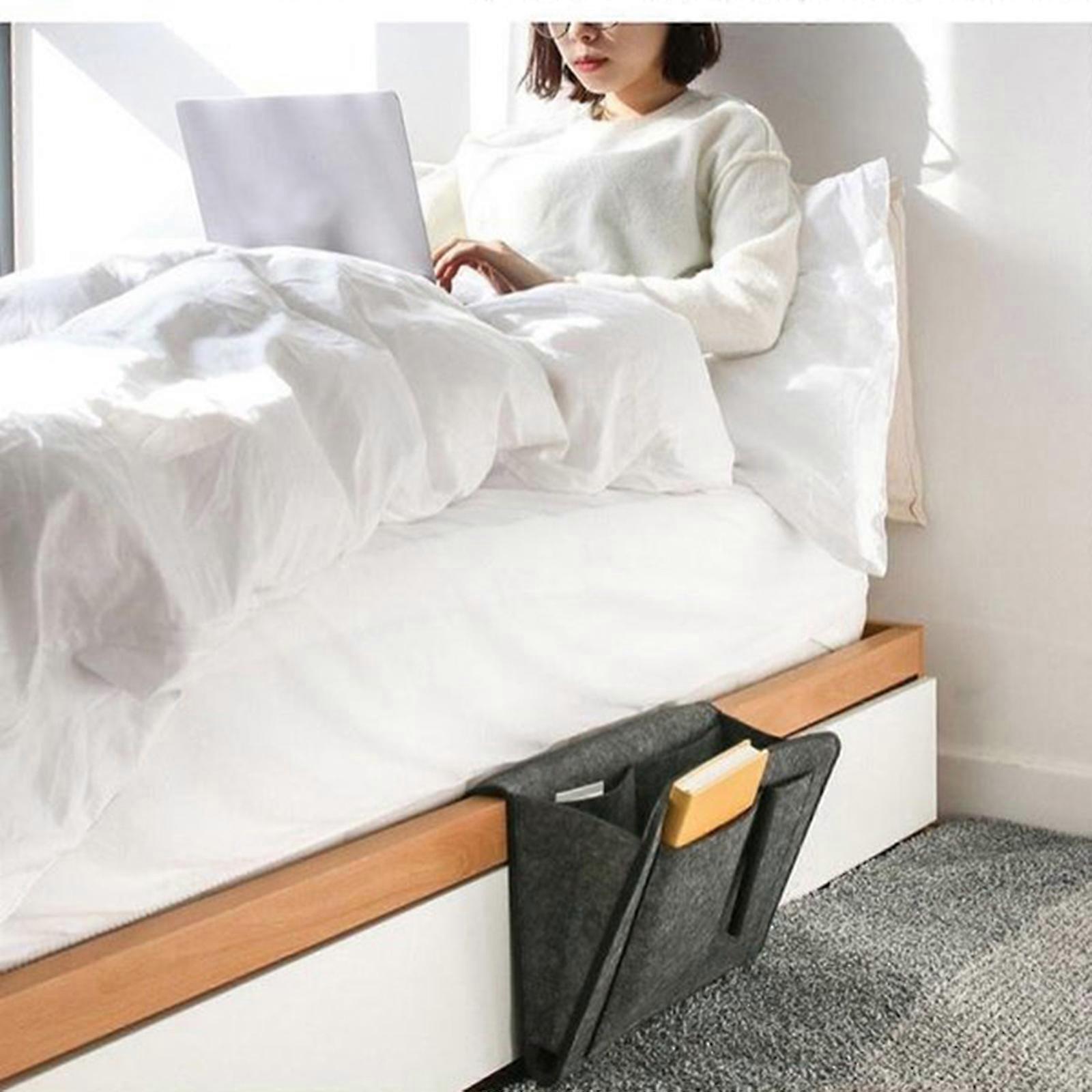Bedside Caddy with Large and Small Pockets, Felt Organizer for Bedroom