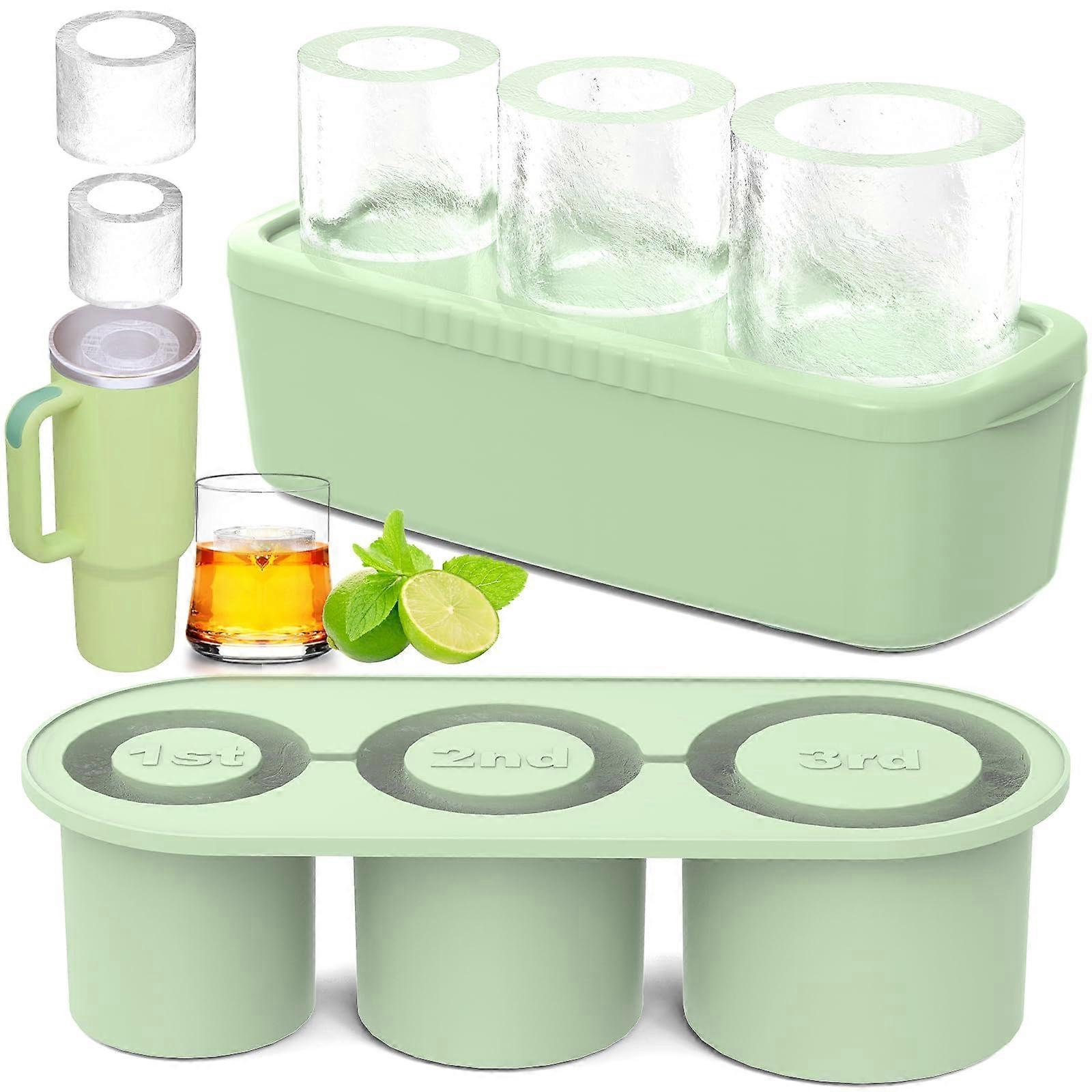 30Oz-40Oz Silicone Ice Cube Tray Set, 3 Pcs with Lid, Easy Release Ice Mold for Whiskey, Cocktail, BPA-Free