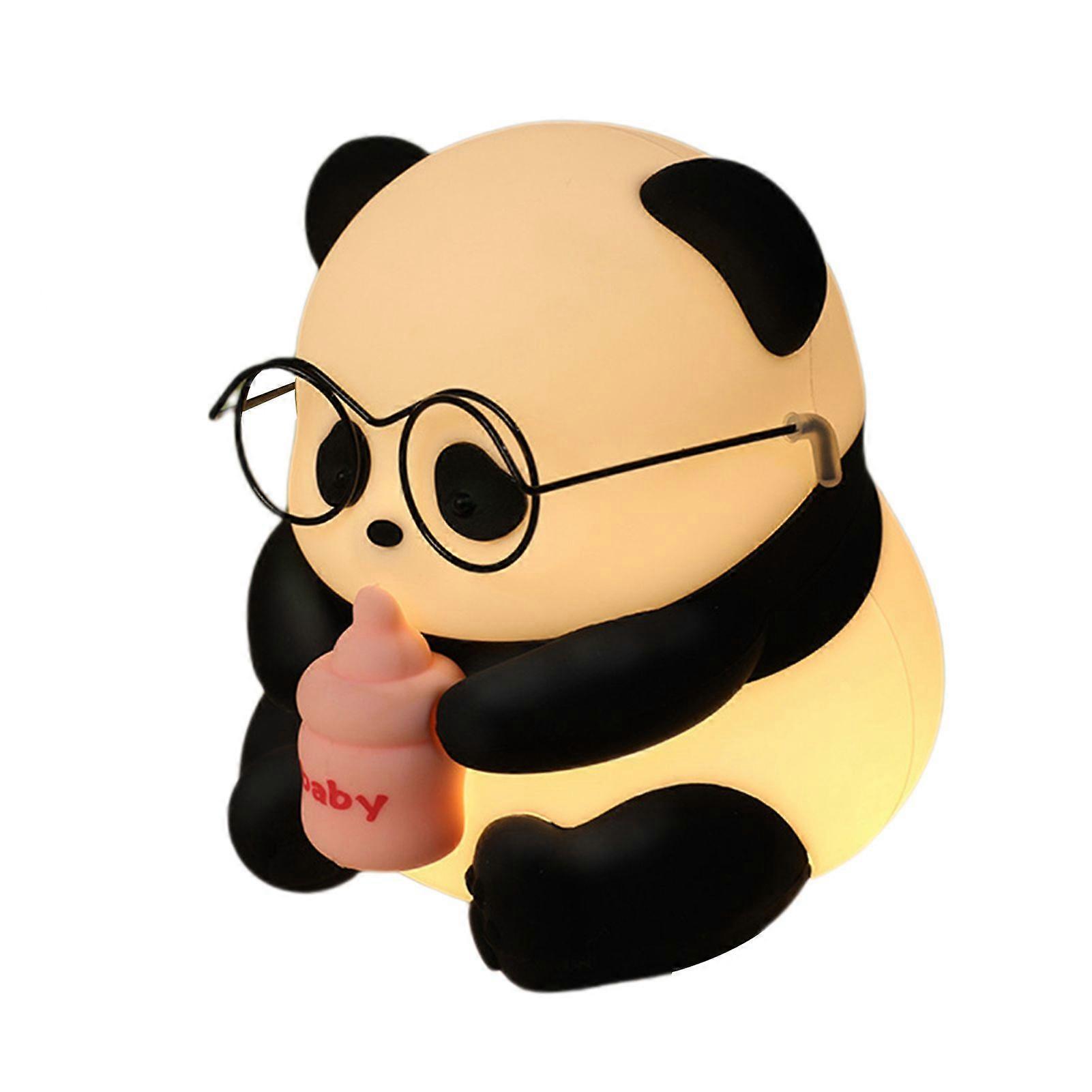 Qinghai LED Night Light Brightness Adjustable Timer Function Flicker Free Soft Glow Cute Panda Shape Cartoon Bedside Lamp Decoration