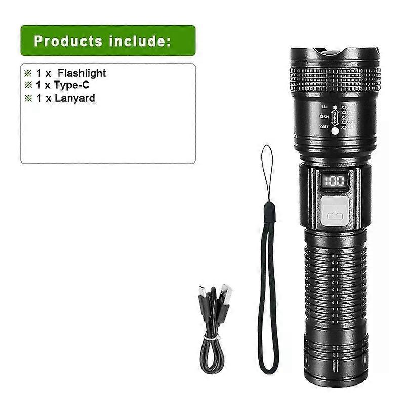 100000 Lumens Super Bright Long Range LED Flashlight Tactical Flashlight Outdoor Waterproof Flashlight Camping Lantern Torch