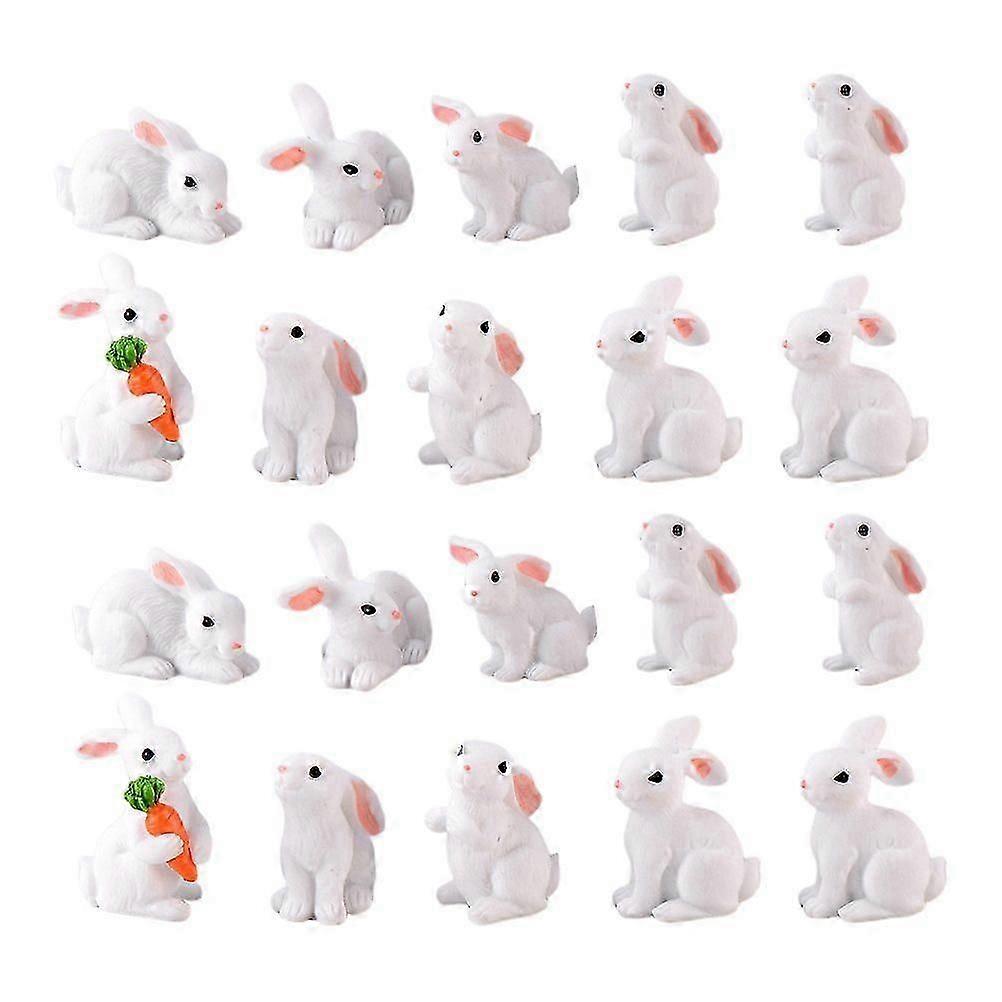 24Pcs Resin Mini Rabbit Adornment Micro Landscape Ornament Rabbit Craft Decoration
