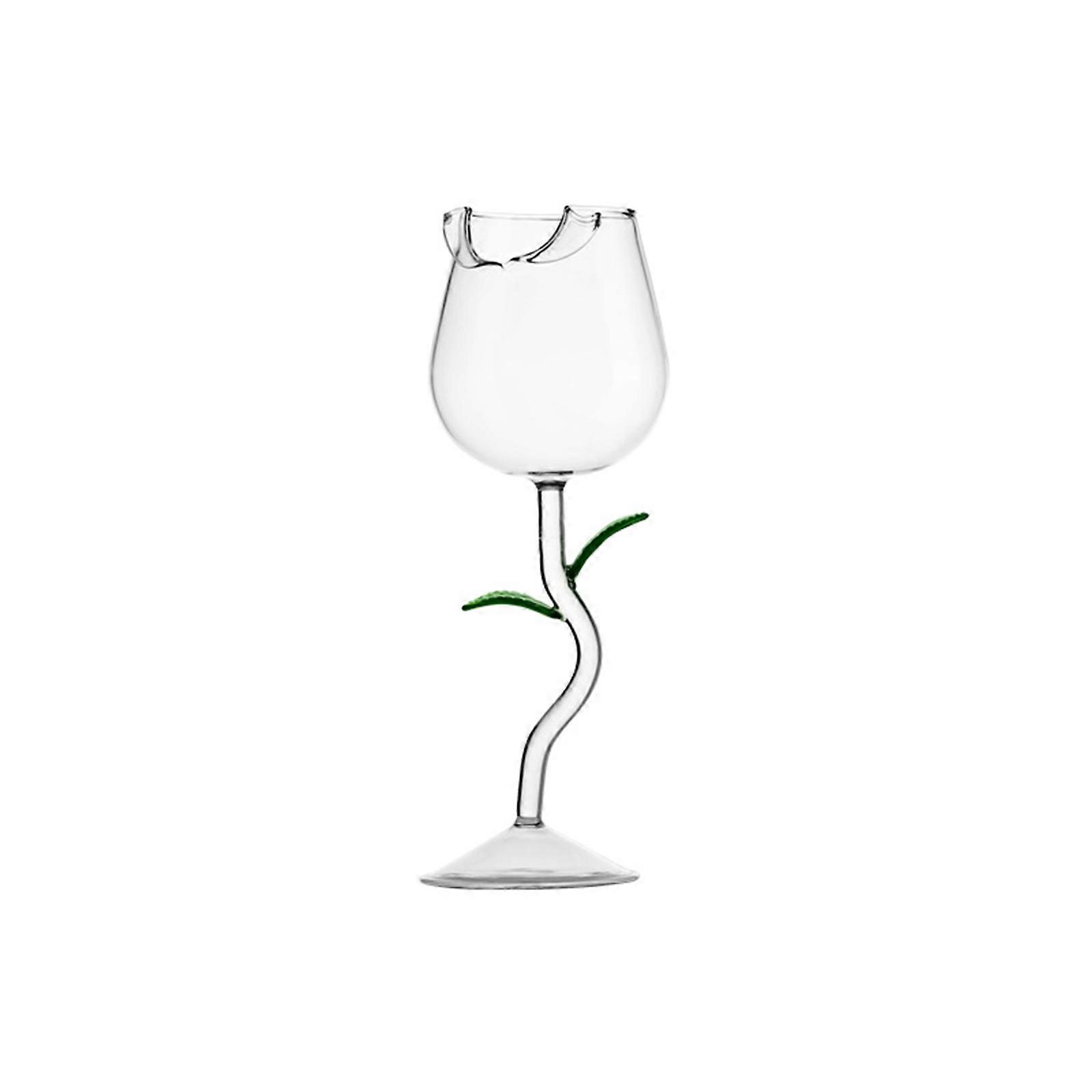 Rose Red Wine Glass, Green Leaf Type