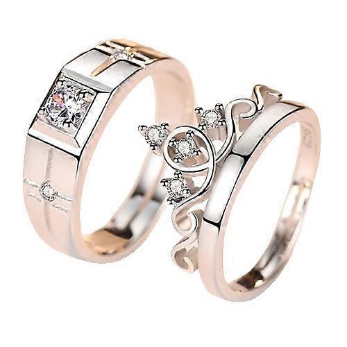 2Pcs/set Επάργυρα Crown Square Ζευγάρια Δαχτυλίδια Για Γυναίκες Άνδρες Punk Forever Endless Love Βέρα Κοσμήματα για την Ημέρα του Αγίου Βαλεντίνου