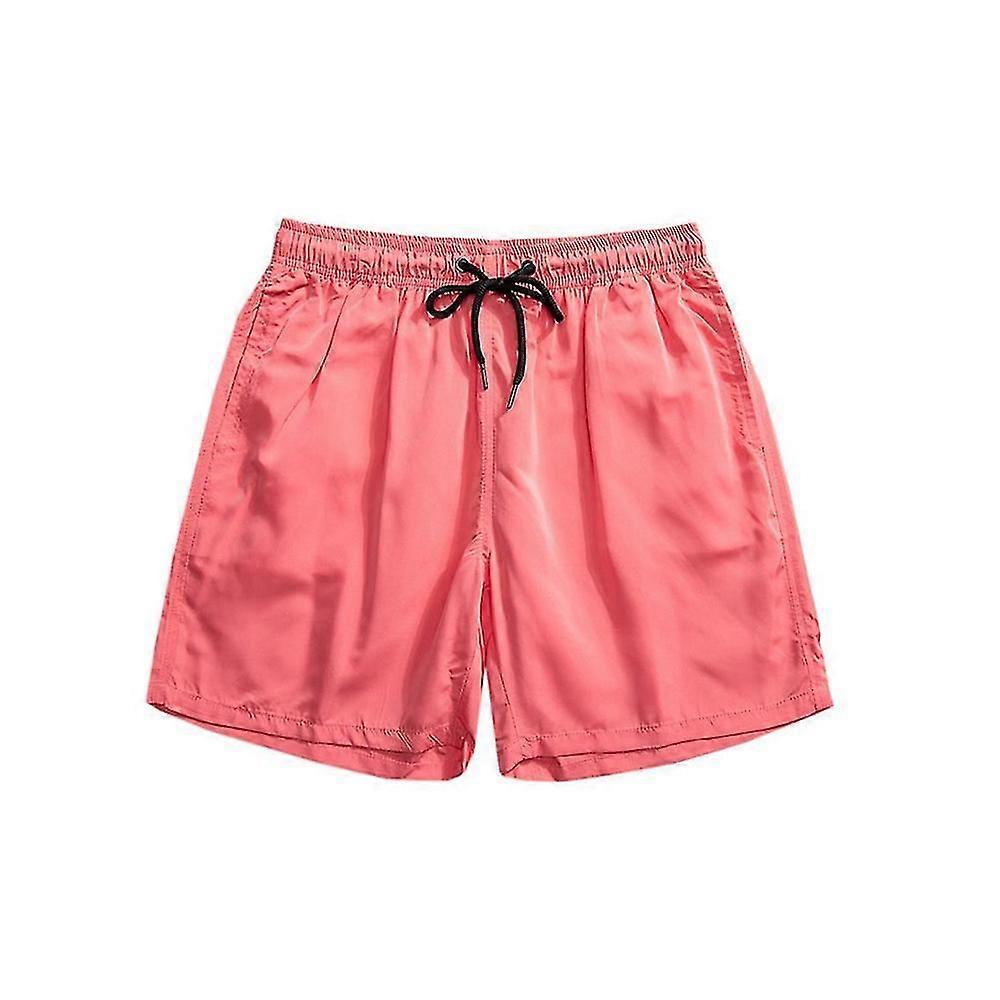 מכנסיים קצרים מותניים אלסטיים לגברים ספורט ריצה אימון כושר מכנסי קיץ מזדמנים (אדום אבטיח)