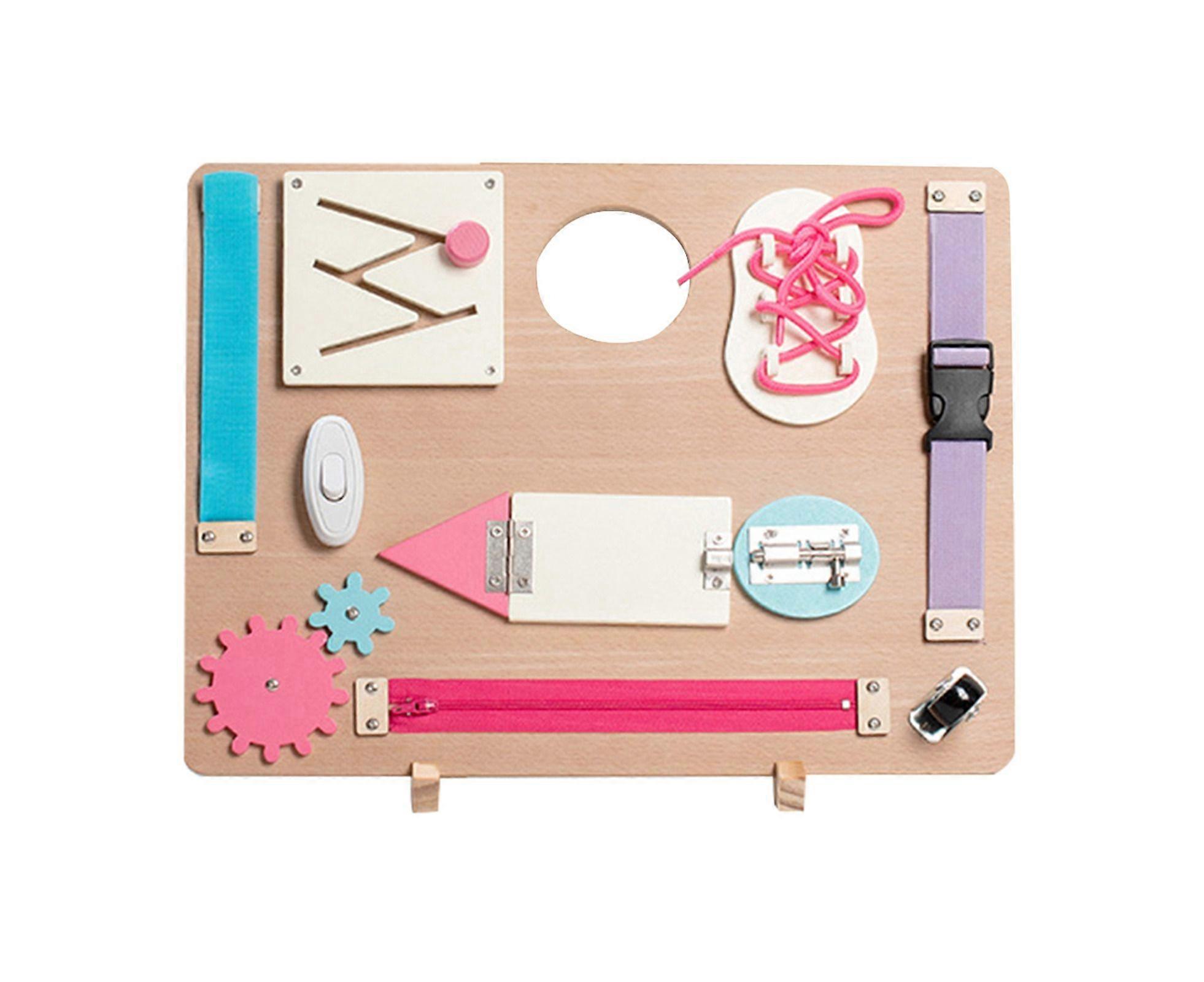 Wooden Busy Board Double Side Handle Design Toddler Basic Life Skills Training Educational Toy for Kindergarten 1#