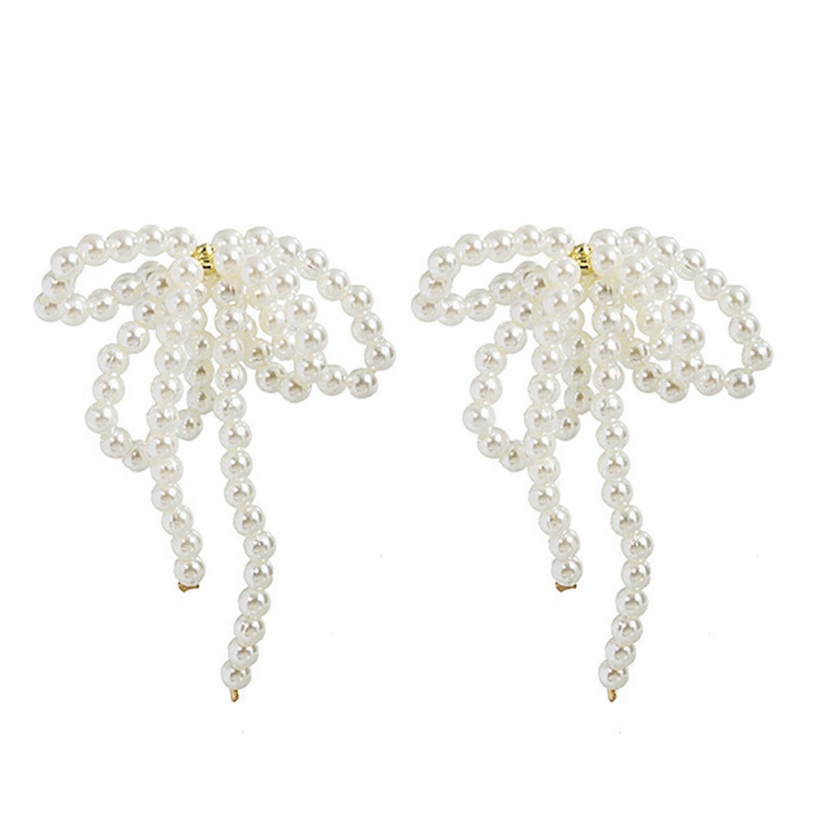 Korean Tassels Earrings Handmade Pearl Beaded Bowknot Earring for Women Wedding Fashion Jewelry Temperament Dangle Ear