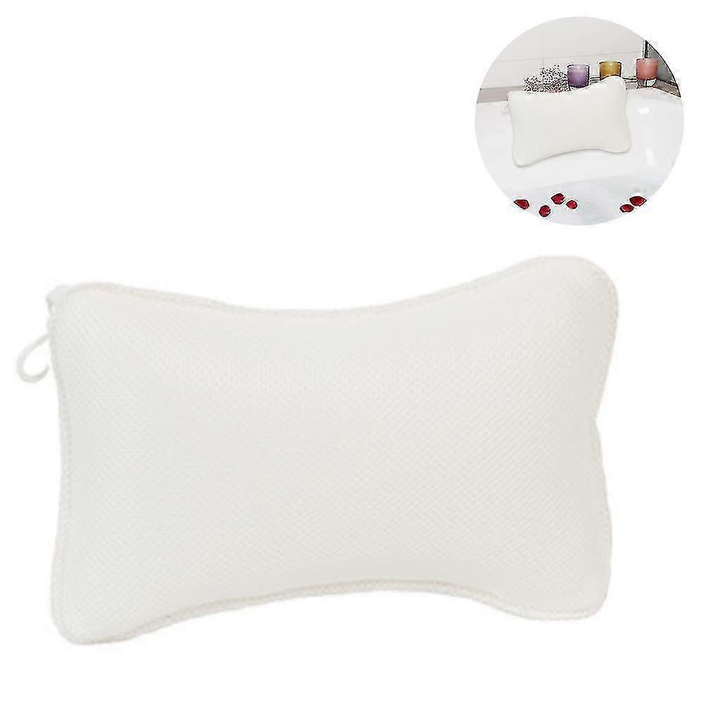 Bath Pillow with 2 Suction Cups, Quick-Dry Polyester Neck Support & Easy Cleaning -