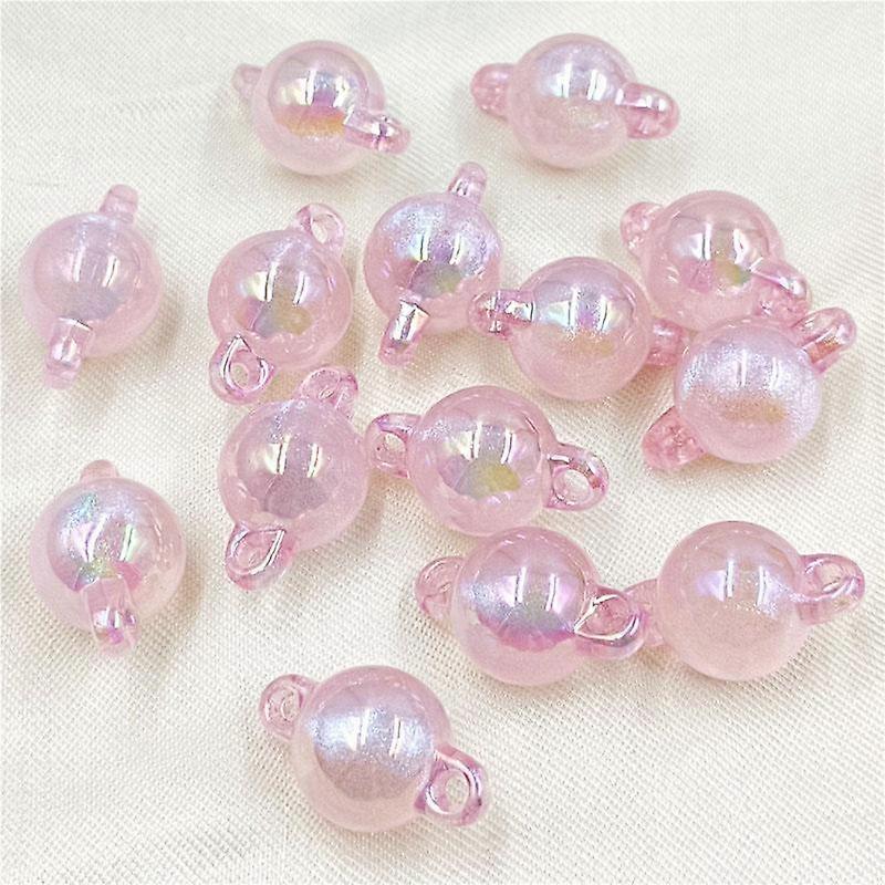 10pcs Creative UV Fine Flashing Dual Earhole Connector Round Beads DIY Material Jewelry Making