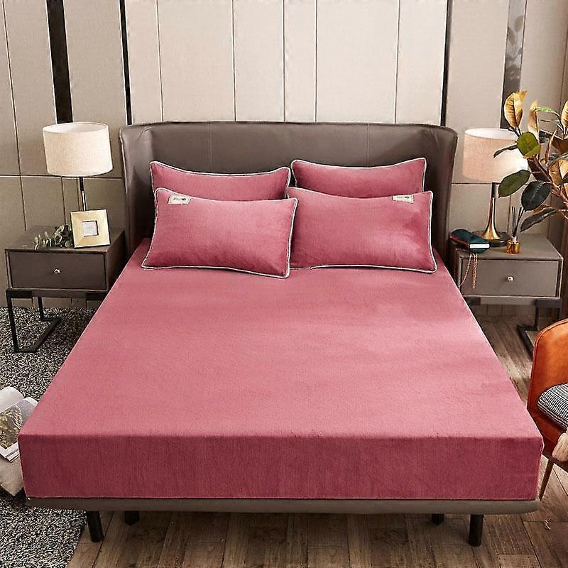 Velvet Queen/King Bed Sheet Protector Fitted Winter Soft Flannel Bed Sheet Bedspread Mattress Cover Non-Slip Twin