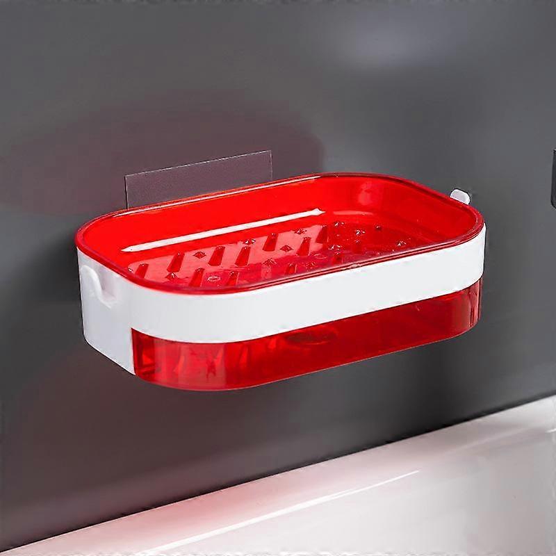 Bathroom Toilet Plastic Traceless Soap Holder Wall-mounted Storage Box Fashion With drain tray Soap Box Home Living Hole-free Soap Rack Accessories