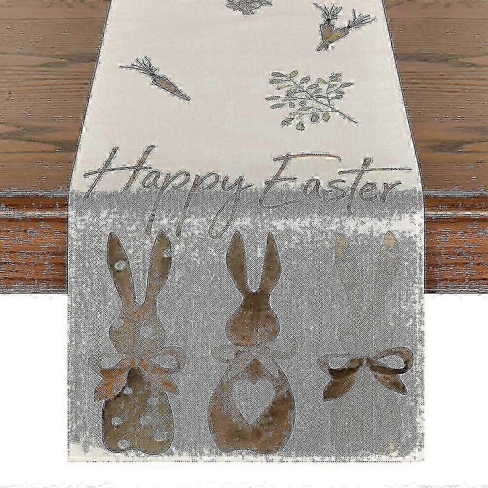 Carrots Bunny Happy Easter Print Table Runner Easter Party Table Cloth Dining Table Decoration
