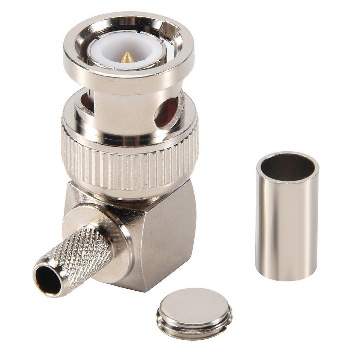 BNC Male Plug Right Angle Crimp for RG58 RG400 RFC195 Coax Adapter connector,silver