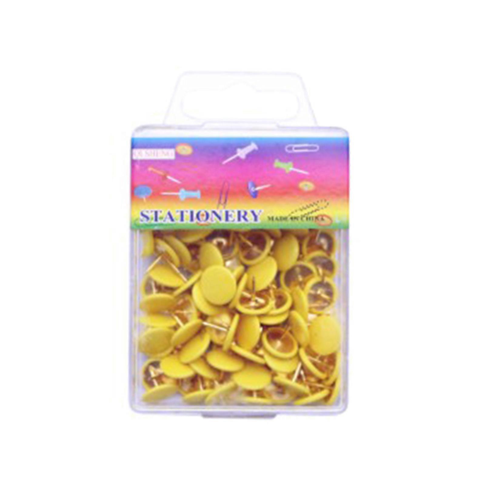 Colors Thumb Tacks 100 Count,Colors Plastic Roundness Push Pins Decorative Tacks for Corkboard Marking Maps Yellow