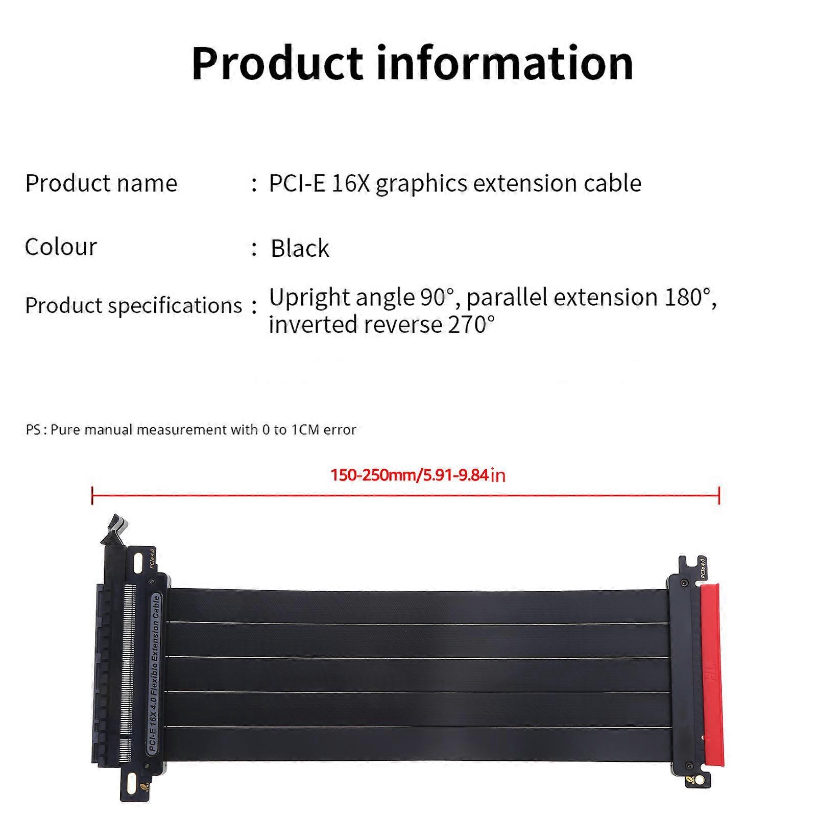 PCIe 3.0 16X Graphics Card Extension Cable 90/180/270 Degree PCI for Express Cable Computer Internal Components Multicolor