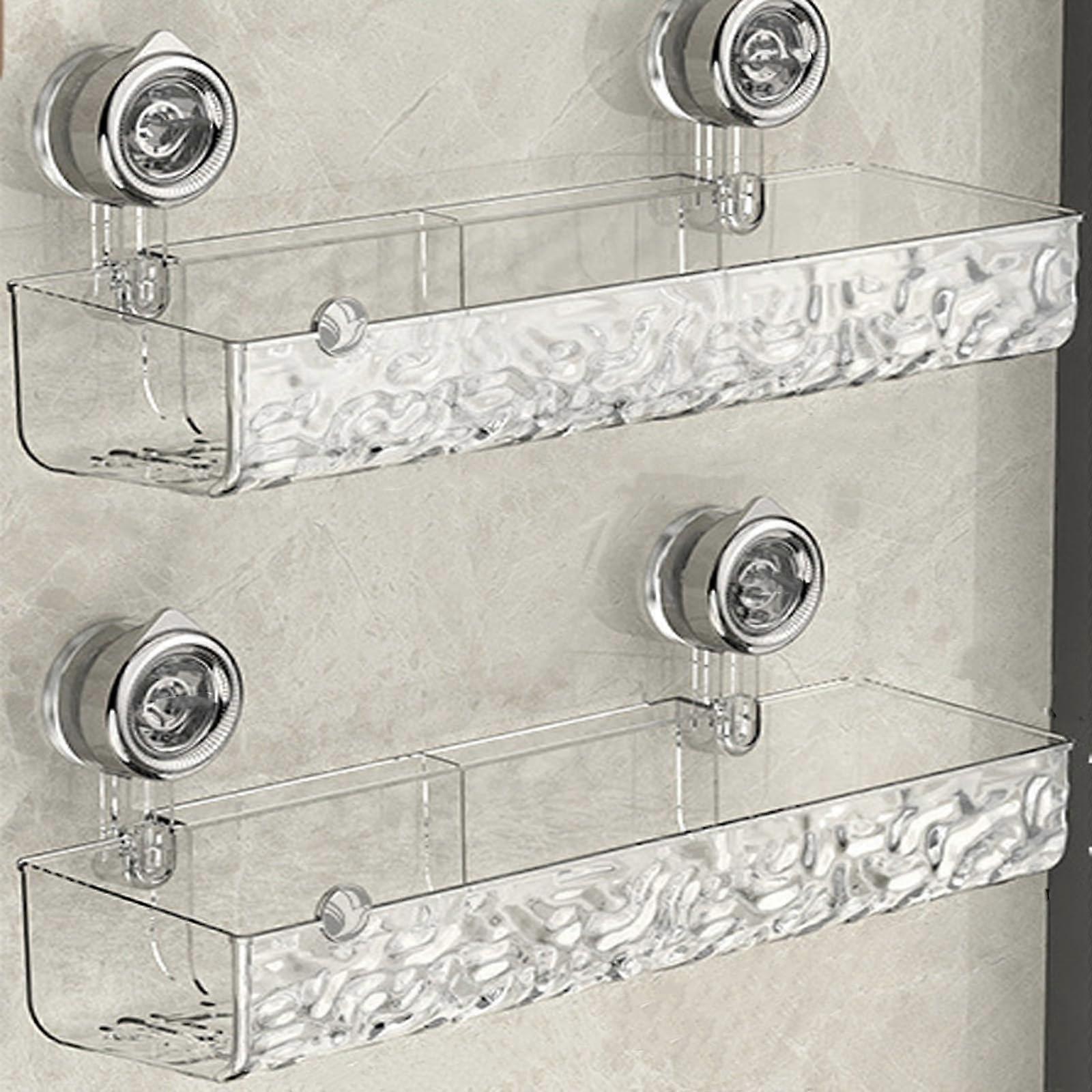 2 Pcs Light Luxury Style Acrylic Storage Transparent Rack for Bathroom White-A