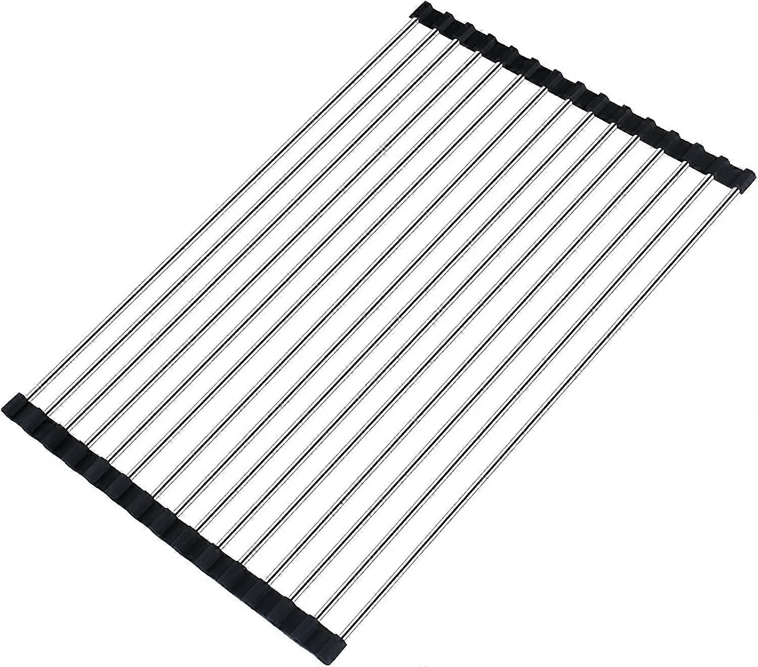 Roll Up Dish Drying Rack Over The Sink 17.5"x11.8" Stainless Steel Foldable Drainer Kitchen Counter Organizer