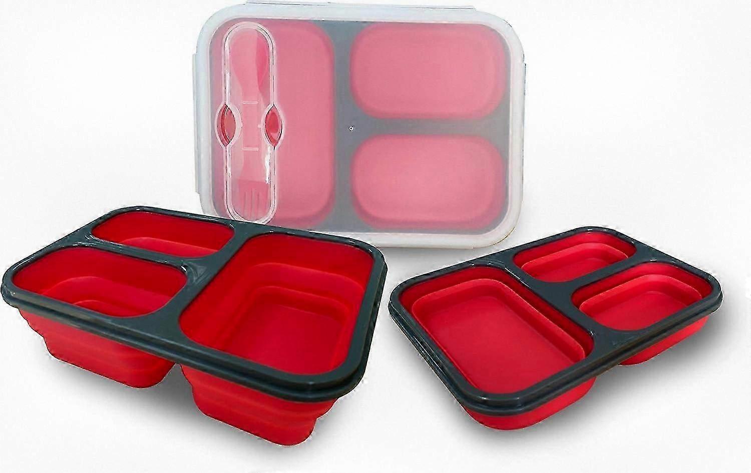 Foldable Lunch Box for All Ages - Compact, BPA-Free, Includes Fork & Lid
