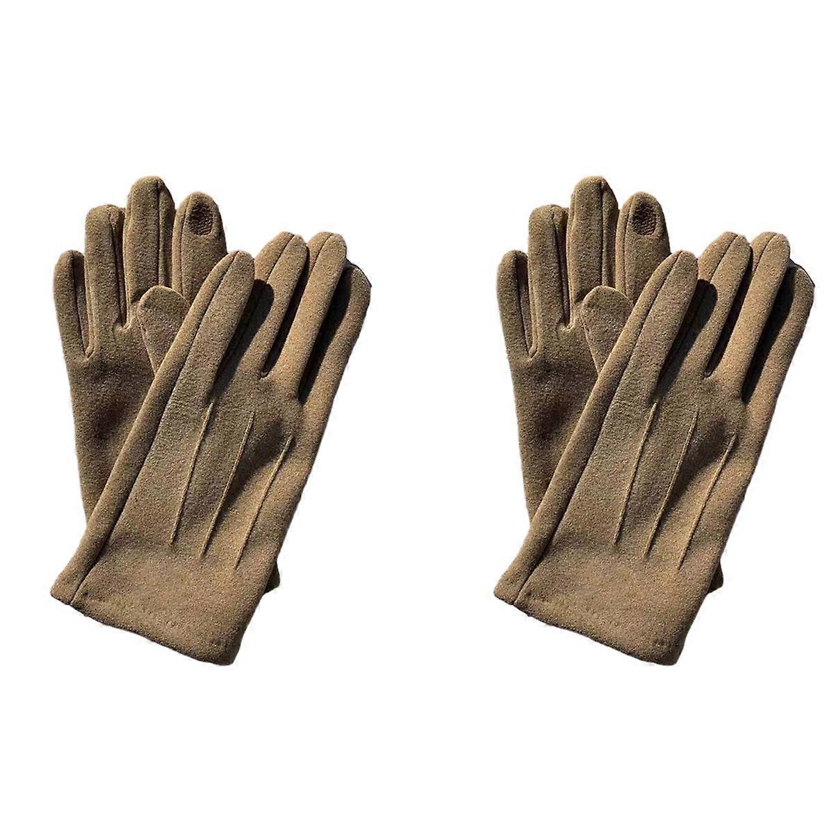 2 pairs of touch screen warm gloves padded and thickened driving and riding gloves