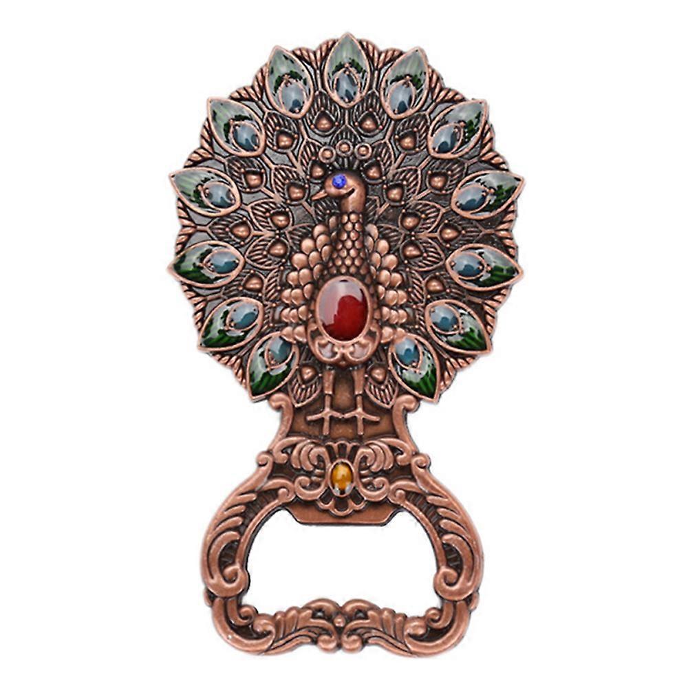Alloy Bottle Opener, Standable Remover With Magnetic Design For Refrigerator, European Alloy Beer Bottle Opener With Fashionable Peacock Appearance,