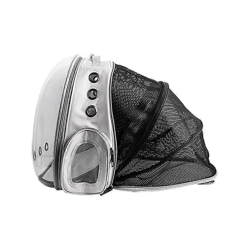 Dog and Cat Pet Space Box Large Capacity Transparent Breathable Expandable Hand-Held Backpack Gray