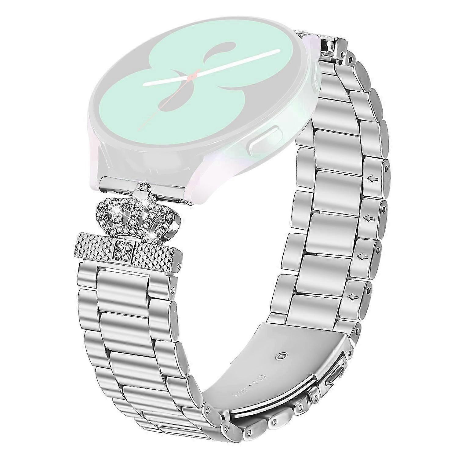 עבור Huami Amazfit Gts 2 רצועת נירוסטה בצורת כתר ריינסטון תפאורה להקת שעון כסף