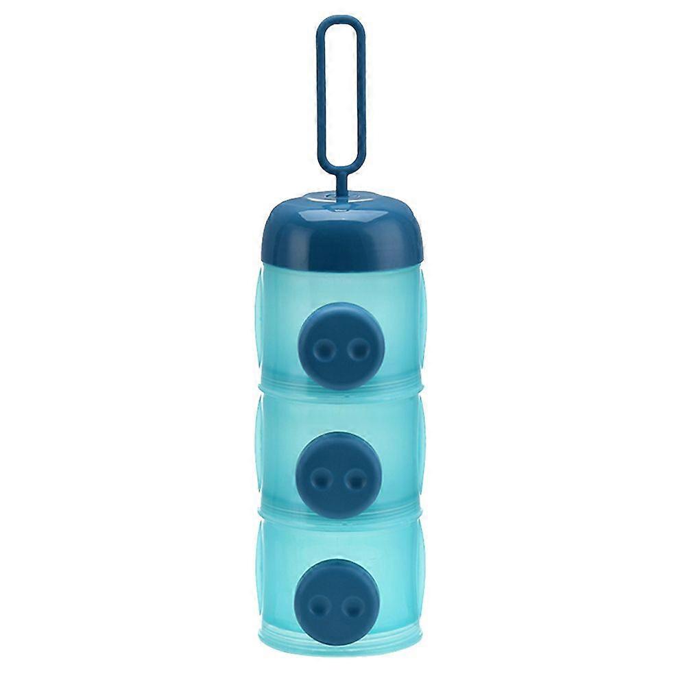 3 Layer Baby Milk Powder Formula Dispenser Baby Feeding Portable Storage Container Sealed Stackable Snack Storage Container (Blue)