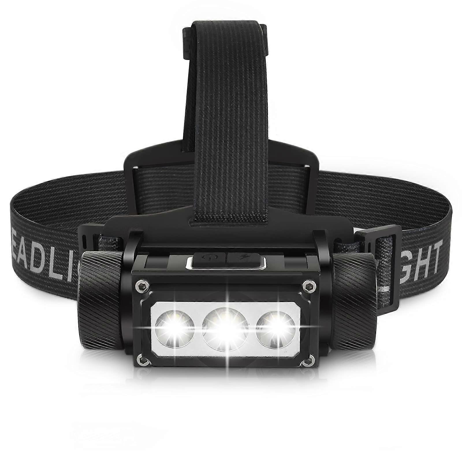 The headlight is charged, 120000 lumen super bright led headlight flashlight 6 mode 160 degrees adjustable