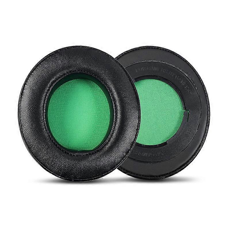 2 PCS Headset Sponge Case For Razer BlackShark V2/V2X/V2SE, Colour: Ellipse Lambskin(Black Paper Green Net)