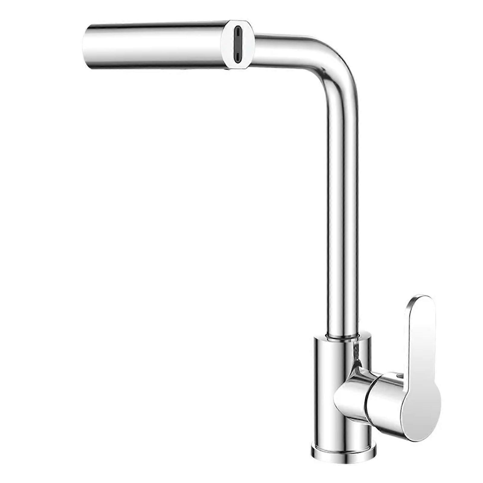 Waterfall Faucet Stainless Steel Kitchen Mixer Tap with 4 Modes Hot Cold Stream for Laundry RV Single Hole Deck Mounted Chrome