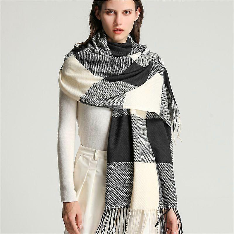 Winter scarf plaid versatile tassel shawl for men and women color matching scarf