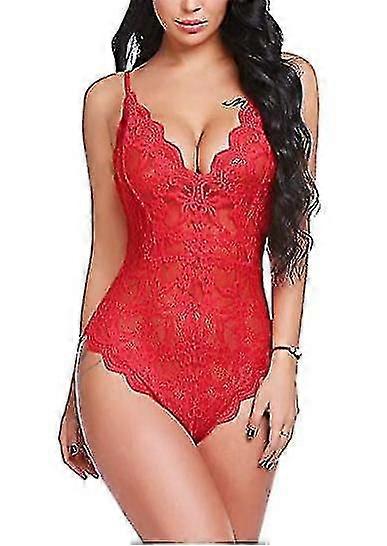 المرأة قطعة واحدة الملابس الداخلية ديب V تيدي الدانتيل بودي سويت