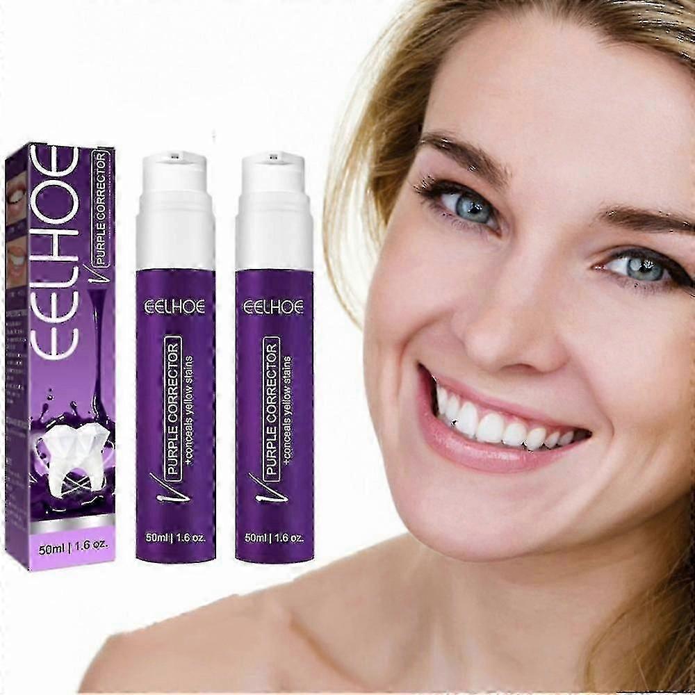 1-3pcs Eelhoe V34 Purple Tooth Whitening Toothpaste 50ml Stain Removal Reduce Yellowing