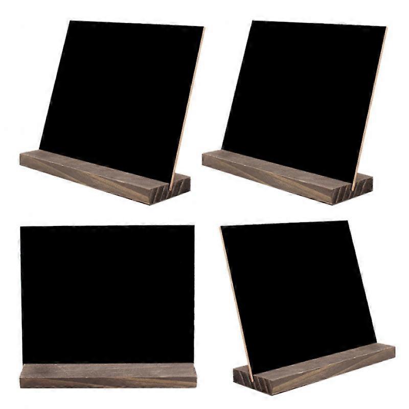 Vintage Wooden Mini Chalkboard Signs with Base Stand - 15.3 x 12.7cm Set of 4, Decorative Mini Tabletop Chalkboard Signs Small Message Blackboard