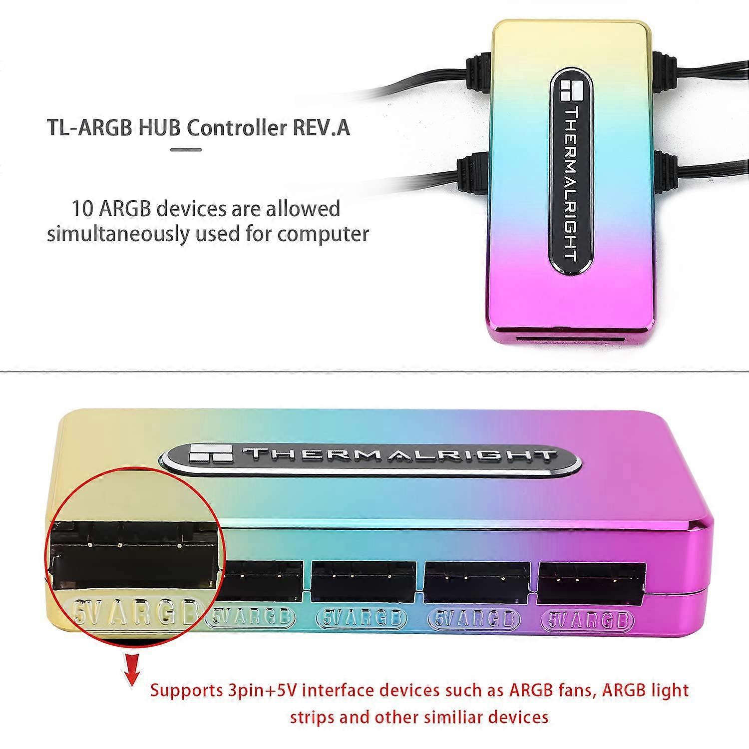 Integrated ARGB Fan Hub PC Fan Controller for 6 Fans, RGB Lighting, USB Compatibility, and Enhanced Cooling Performance