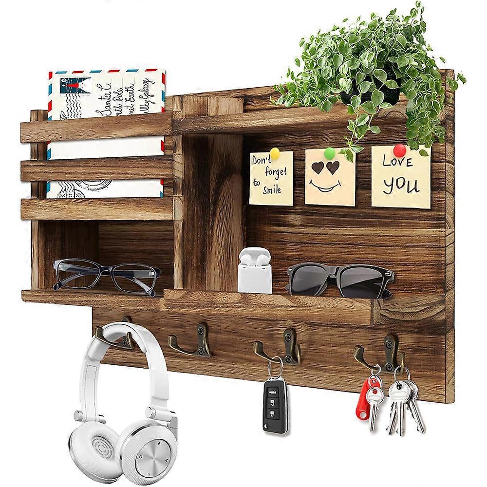 Schlüsselanhänger aus Holz, BYONDSELF, mit Magnet, Wandmontage, Tragkraft 5 kg, 42x25 cm, braun