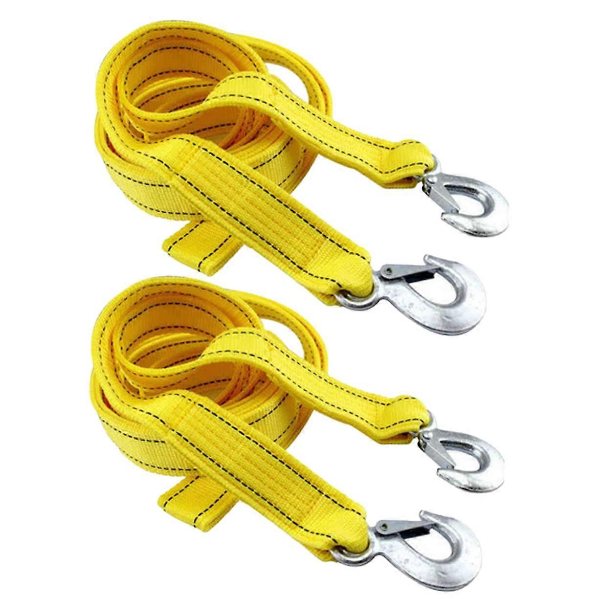 Car Winch Ropes 2-Pack 15 Feet Towing U-Hook Straps For ATV, Trailer, Car Pulling