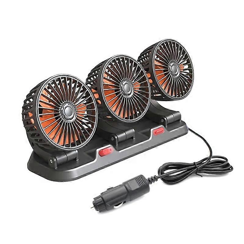 F4310 360-Degree Rotating Adjustable Car Three-Head Fan, Style:24V Cigarette Lighter F4310 24V Cigarette Lighter