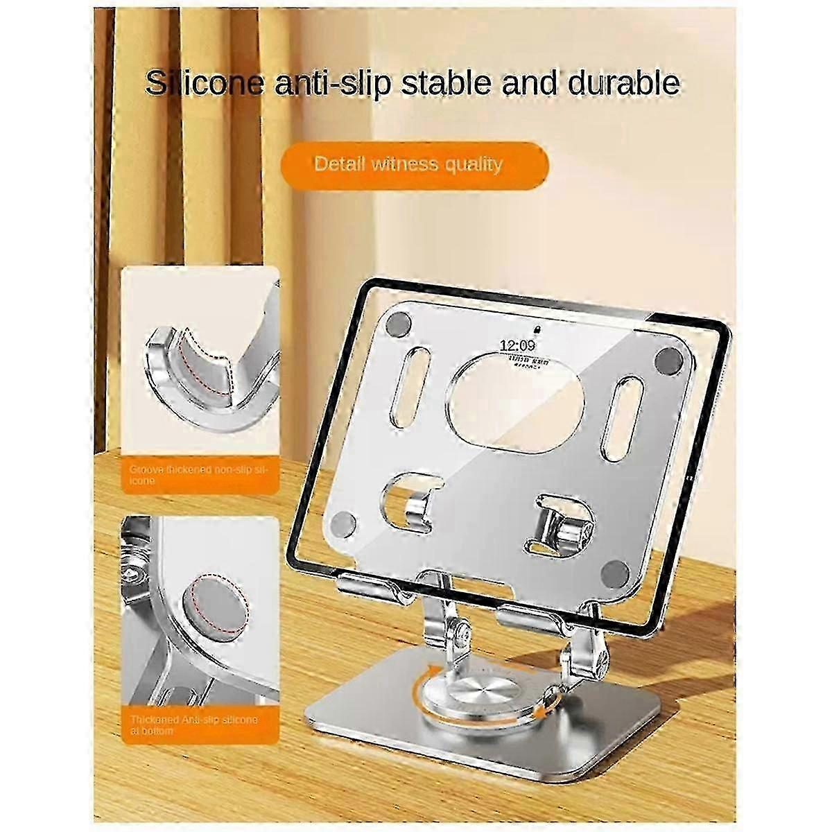 360 Silver Rotation Tablet Holder Stand Height Adjustable Folding Mini Desk Stand